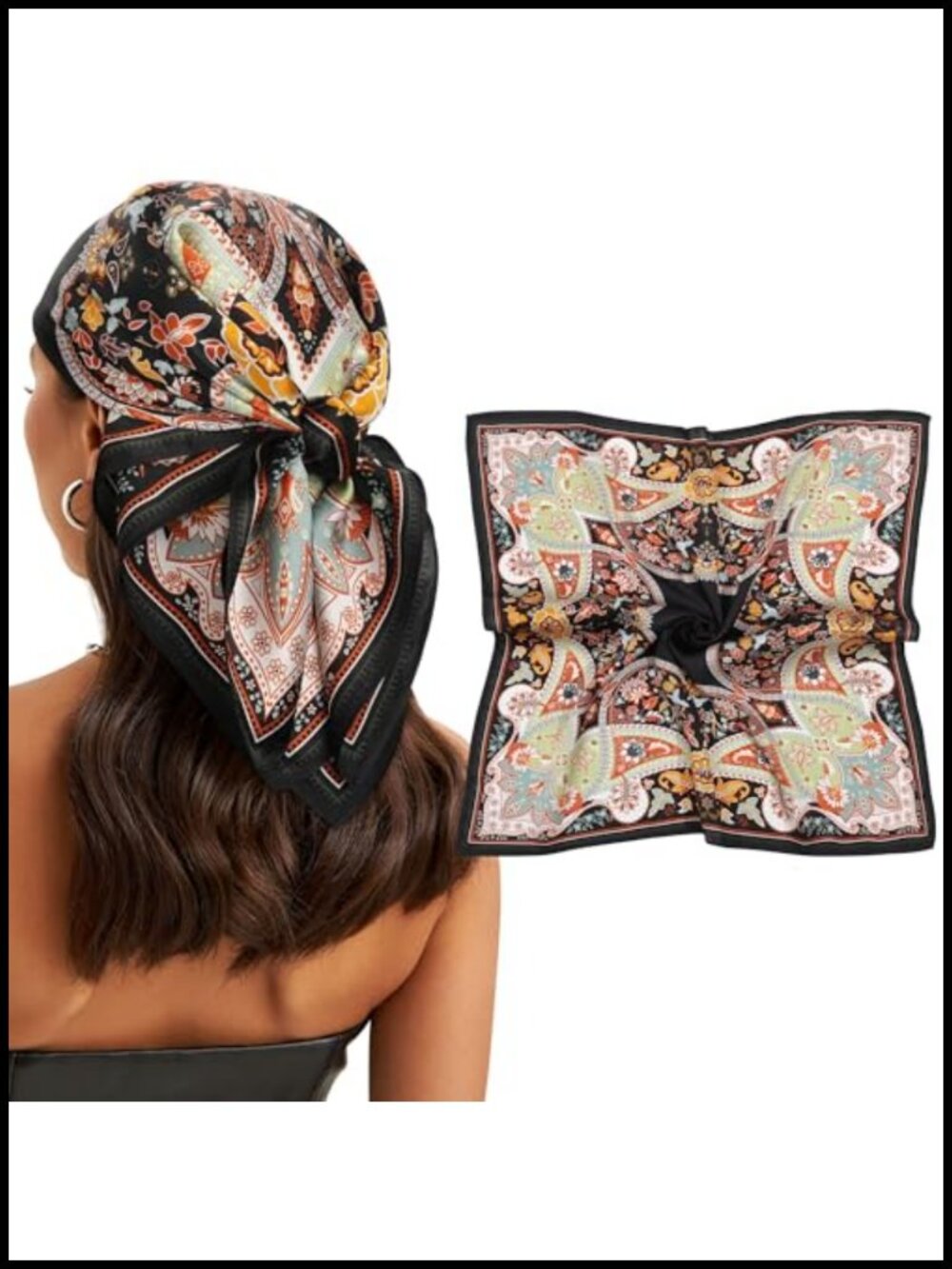 100% Mulberry Silk 26" Double-Sided Hair Scarf for Women